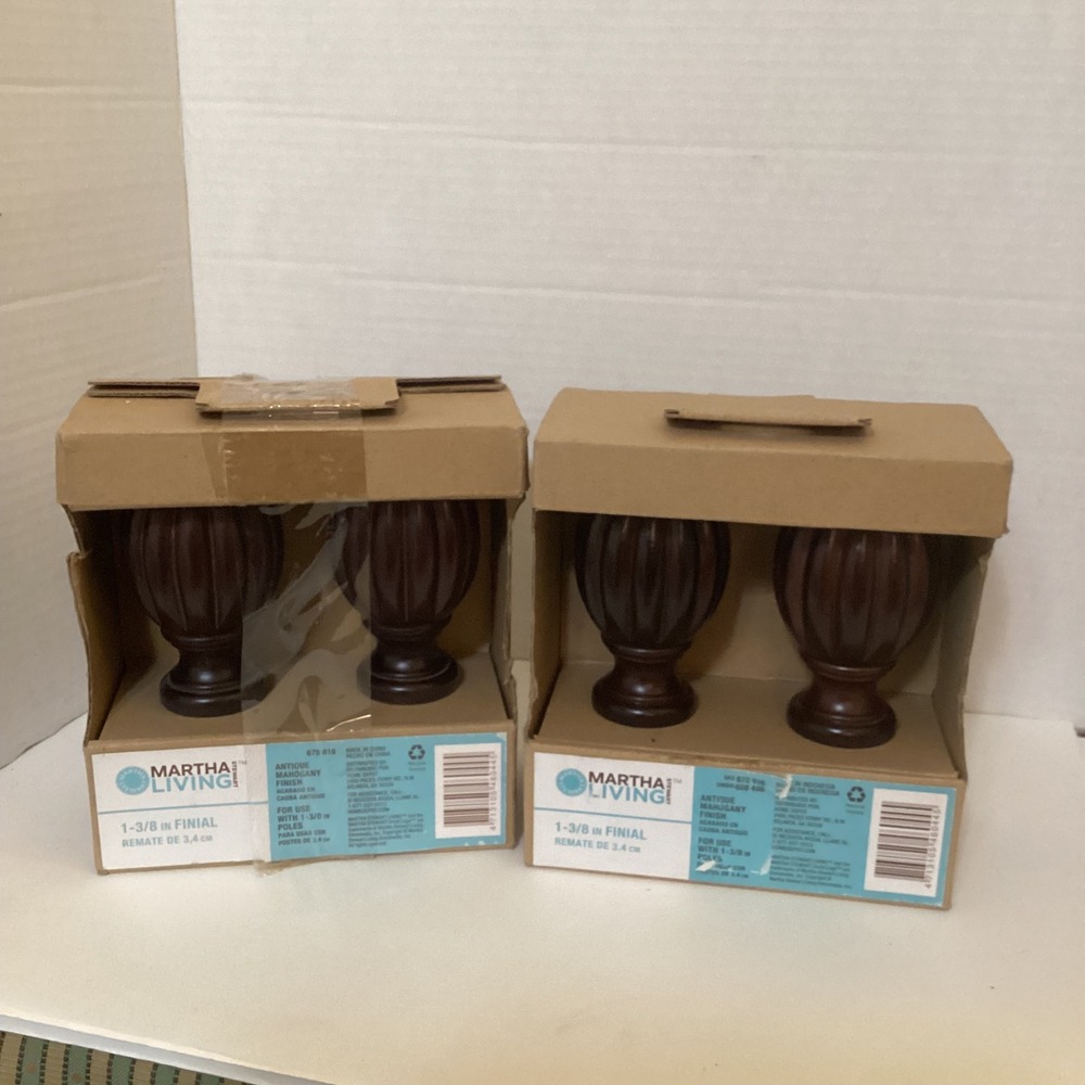 Martha Stewart Living 1-3/8 in Finial Antique Mahogany Finish 2-Pack Lot of 2